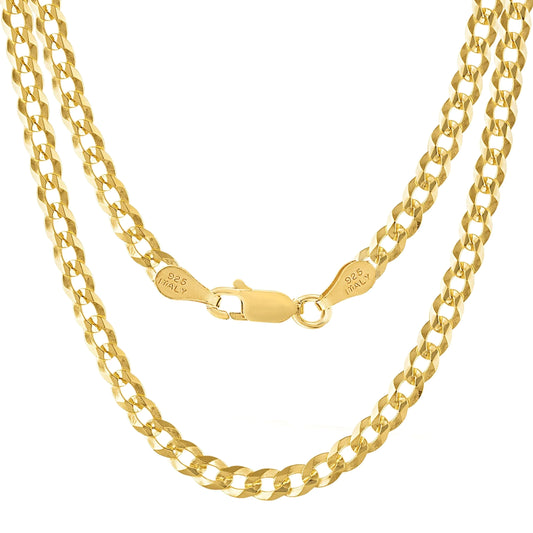18k Gold plated 5mm Cuban Link Chain (20 Inches / Gold plated over .925 Sterling Silver)