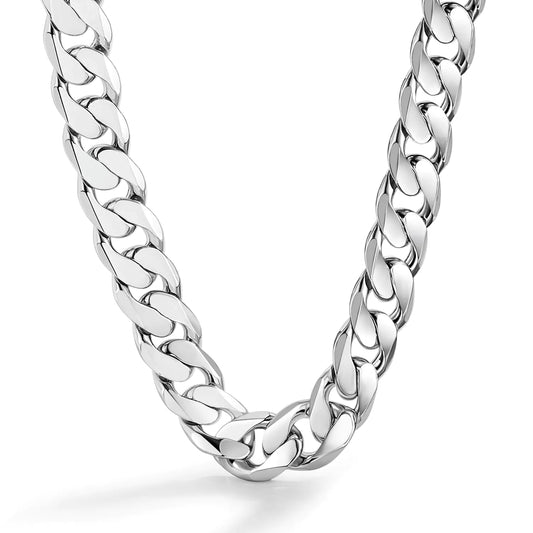 .925 Sterling Silver Cuban Link chain (12MM Solid Silver / 22 inch / Diamond-Cut)
